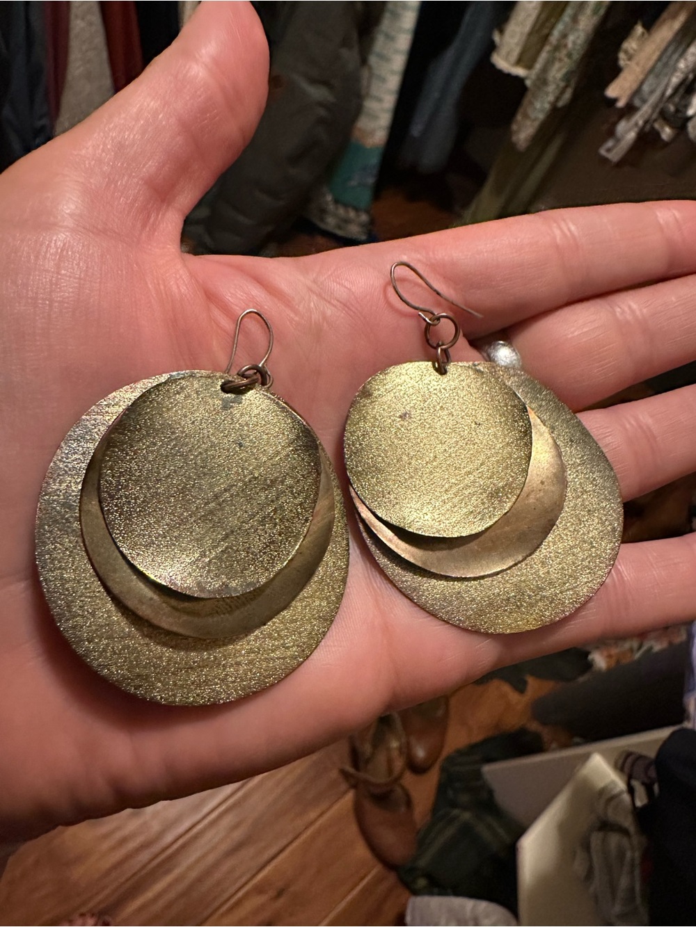 Gold Layered Disc Drop Earrings - Women Jewelry